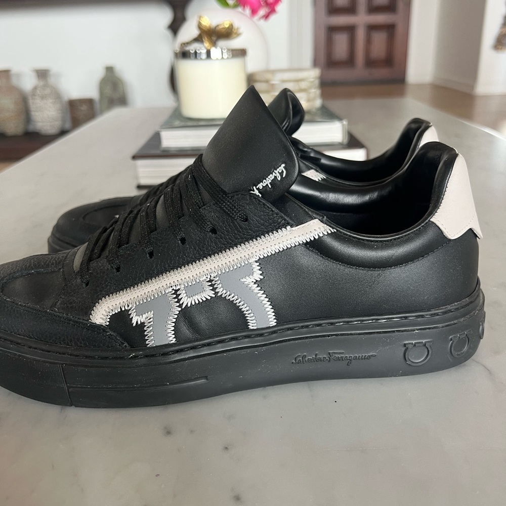 Salvatore Ferragamo Black and Gray Men's Sneakers